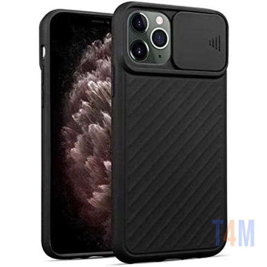 FUNDA DE SILICONA CON PROTECCIÓN PARA CÁMARA POR APPLE IPHONE 12/12 PRO NEGRO